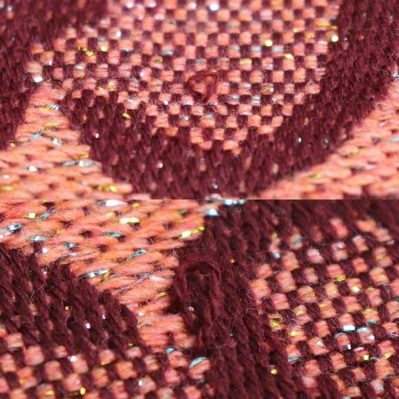 Gucci GG Wool Lame Jacquard Scarf Logo Scarf Pink Burgundy 3 Gc15 - Picture 4 of 5